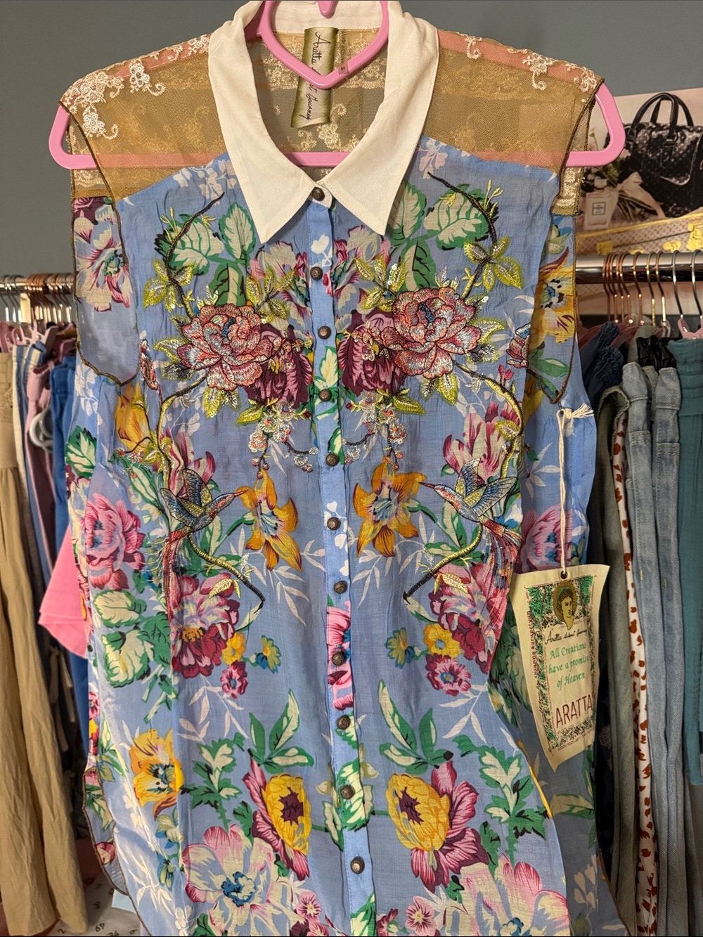 AR3 • "Just Friends" Floral Top by the contemporary clothing line Aratta NWT - Picture 7 of 9